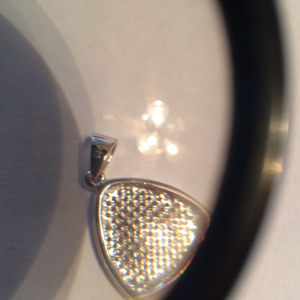 Triangular Sterling Pendant and Earrings with - Picture 2 of 7